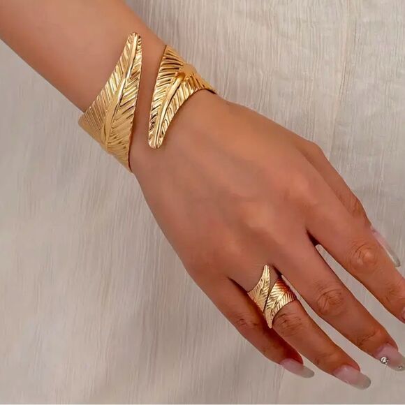 Jewelry - Sold  14K Golden-Toned Bohemian Bracelet and Ring Set